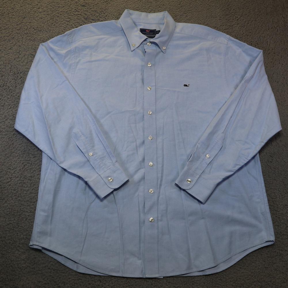 Vineyard Vines Mens XXL Classic Fit Whale Shirt Blue Oxford Button Down Cotton